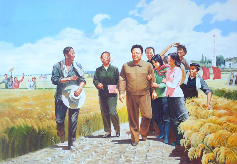 Дополню портреты живых  людей произведениями северокорейского соцреализма, в изобилии украшающими самые неожиданные места страны.